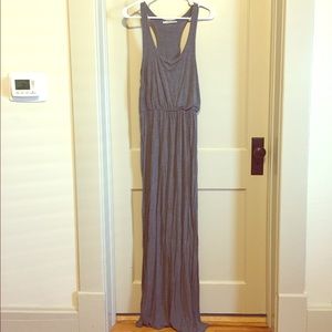 Jersey maxi dress in gray with racer back